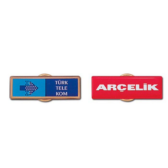 Plasto Etiketli Metal Rozet